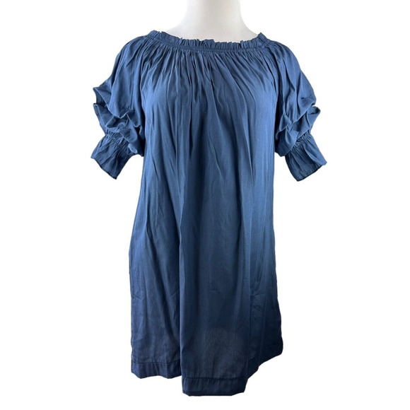 Mersea Tulum Ruffle Sleeve Dress Navy Blue Women's Size Small Mer Sea - Picture 2 of 11